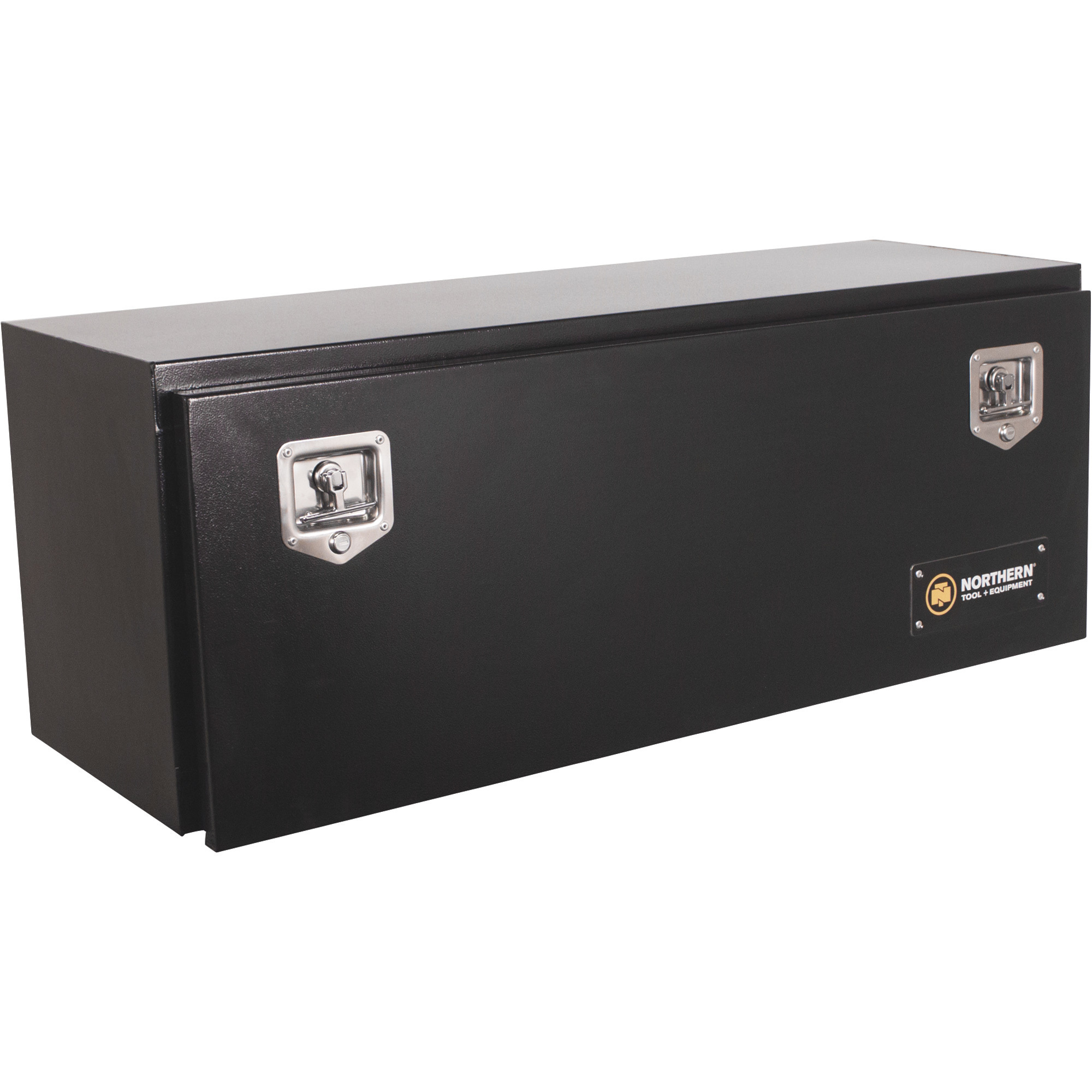 Northern Tool + Equipment Underbody Truck Toolbox with Drop Door, 48in. x 17in. x 18in., Steel, Gloss Black, T-Handle Latches